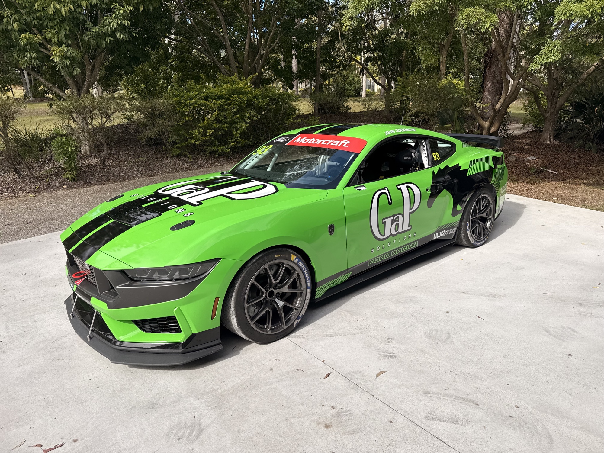 Fresh professional paintwork on a race car